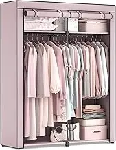 SONGMICS Closet Wardrobe, Portable Closet for Bedroom, Clothes Rail with Non-Woven Fabric Cover, Clothes Storage Organizer, 55.1 x 16.9 x 68.5 Inches, Lavender Purple URYG002P02