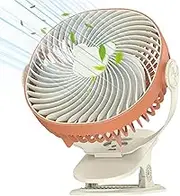 Fan - USB Rechargeable Clamp Cooler, Quiet Adjustable Desk Fan | Portable Night Light Airflow Gadget with 5-Speed Setting for Travel Bedroom Dorm Stroller Crib Office Sleeping Space