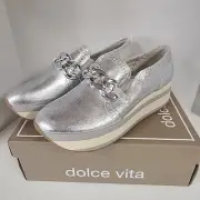 Dolce Vita Jhenee Platform Sneakers Size 10 New In Box Silver Metallic