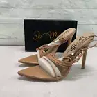 So Me Miro Strappy Tie Up Open Toe Stiletto 4.5” Heel Shoe Nude Size 10