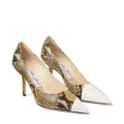 Jimmy Choo Asymmetric Nappa Snake Printed Leather Heels size 37