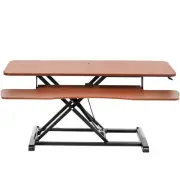 VIVO Adjustable 42" Standing Desk Monitor Riser, Dark Walnut Top, Black Frame