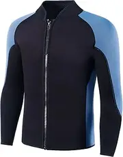 FLEXEL Wetsuit Top Men Windproof Mens Wetsuit Jacket for Snorkeling Thermal Neoprene Jacket Men Kayaking Surfing Swimming Mens Neoprene Jacket Front Zip Scuba Wetsuit Top for Youth Keep Warm(3XL)