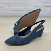 FRANCO SARTO Tessa Slingback Wedge Pumps Women's Size US 8M Denim