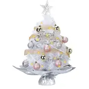 60 cm Small Mini Table top Christmas Tree with LED Lights, Christmas Tree Decorated Gift Boxes and Hanging Ornaments for DIY Christmas Decoration, White