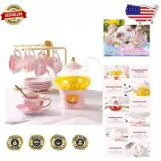 Delicate 21-Piece Tea Set with Heatproof Glass Teapot - Perfect for Tea Parties