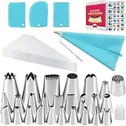Cake Decorating Kit with Icing Nozzles Set, Reusable Silicone Piping Bag for Cakes, Cupcakes, Cookies