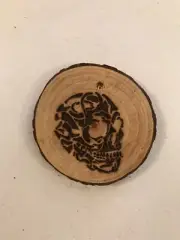 2.5” Hand Burned Pyrography Ornament “Ornate Skull”