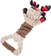 PENIKOKO Christmas Themed Plush Dog Toy Elk Shaped Chew Toy for Pets for Teething Oral Health Soft Squeaky Molar for Dogs