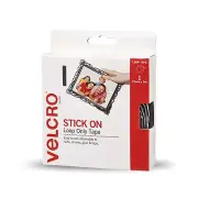 STICK ON LOOP ONLY TAPE 25mmx5m Cut To Size, Adhesive Backed BLACK