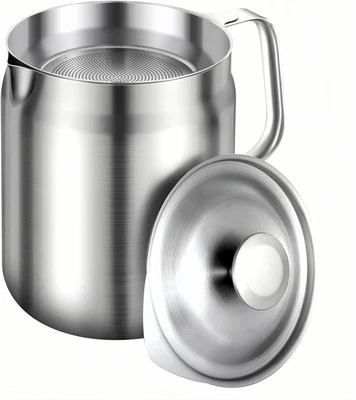 1.7L HEAVY DUTY Stainless Steel Bacon Grease Container with 1.7 Liters