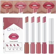 evpct 4Pcs Smoke Pipe Lip Color Changing Lipstick Little Smoke Cigarette Matte Lip Balm Set Kit for Women Beauty Lipstick and Lipliner Glossy Rose Pink Nude Lip Gloss Long Lasting 24