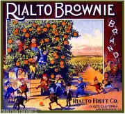 Rialto Brownie Elf Pixie Elves Orange Citrus Fruit Crate Box Label Art Print