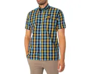 Trojan Men's Windowpane Check Short Sleeved Shirt - Multicoloured