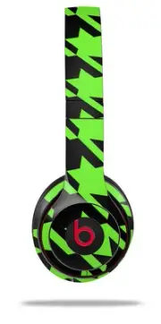 Skin Wrap for Beats Solo Wireless 2 3 4 Houndstooth Green on Black SKIN ONLY