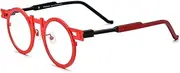 [FONEX] Colorful Pure Titanium Glasses Frame Women Retro Round Eyeglasses Eyewear F85833