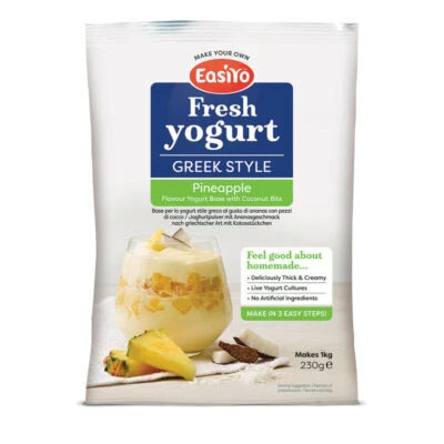 Easiyo Greek Pineapple & Coconut Yogurt 230g Sachet - 1Litre Using Yoghurt Maker