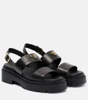 [Prada] Prada Logo leather sandals AU 8 black