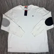 Marc Ecko Long Sleeve Thermal Shirt Mens White Sz L Elbow Patch NWT $49 MSRP