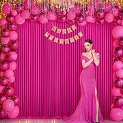 10x10 Fuchsia Backdrop Curtain for Parties Birthday Party Wrinkle Free Hot Pink Photo Curtains Backdrop Drapes Fabric Decoration for Wedding 5ft x 10ft,2 Panels
