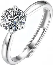 [FASHGOOD] Simulation Moissanite Rings for Women Adjustable Rings Cubic Zirconia Engagement Ring Wedding Promise Silver Rings Women's Rings Stackable Ring