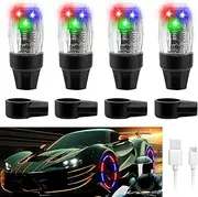 YUERWOVER 4 Pack Tire Lights for Car LED Bike Wheel Light Flash Lantern Bicycle Firefly Valve Stem Cap Motorcycle Tyre Spoke Lamp Waterproof Decoration Accessories for SUV Truck Golf Cart(Colorful)
