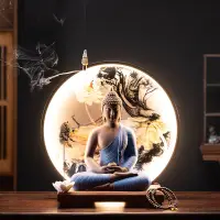 在飛比找蝦皮商城精選優惠-大號佛像釋迦摩尼佛阿彌陀佛藥師佛菩提如來佛像陶瓷發光燈圈擺件