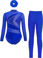 [iEFiEL] Gymnastics Dance Unitard for Girls Sparkly Skating Jumpsuit Ballet Leotard Training Costume Dancewear