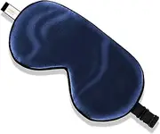 ZIMASILK Adjustable 100% Mulberry Silk Sleep Mask, Ultra Soft & Breathable, Light Blocking Eye Mask for Sleeping & Travel, with Bag (Navy Blue)