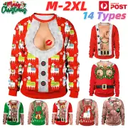 Christmas Ugly Pullover Funny Novelty Sweater Jumper Unisex Tops Xmas Party AU