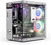Pironman 5 NVMe M.2 SSD PCIe Mini PC Case for Raspberry Pi 5 Hailo-8L AI Accelerator with Tower Cooler+Dual RGB Fans, 0.96'' OLED Module, Safe Shutdown, Standard HDMI, RGB Effect, Stylish Design