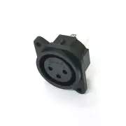 NEW RE AN X902-03 BLACK 3 Pin XLR Female Panel Mount Jack, Straight PC Pins