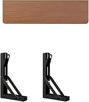 Wall Mounted Foldable Desk Wooden Folding Dining Tables for Small Spaces Collapsible Hanging Desk Hideaway Floating Workbench(Walnut,100x40cm/40x16in)