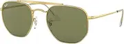 [Ray-Ban] Rb3648 The Marshal Square Sunglasses, Gold/Bottle Green, 54 mm