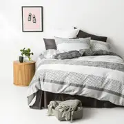 In2linen Saxon 100% Cotton 300 thread Quilt Cover Set - Charcoal