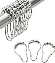 Heatunk Set of 12 Premium Stainless Steel Shower Curtain Hooks: Rust-Proof, Decorative Design for Bathroom Shower Rods