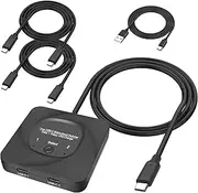 XMSJSIY USB C Type-C Switcher 1 in 2 Out/2 in 1 Out 8K@60Hz 4K@120Hz Type-C Bi-Directional Switch Selector Support 48Gbps Data Transmission with Type-C Cables for PC Monitor HDTV-1 PCS