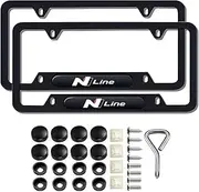 2 Pcs Black License Plate Frames License Plate Covers Compatible for N line Metal Aluminum Material Screw caps Cover Set