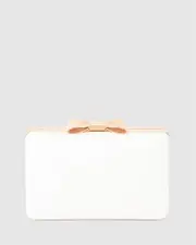 White Maxine Bow Handle Clutch Bag