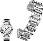 [WIKUNA] Stainless Steel Lug End Watchband for Cartier Ballon Bleu Series 20 * 12mm 18 * 11mm 14 * 8mm W6920046 Straps Women Men Bracelet (Color : Silver, Size : 20-12mm)