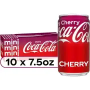 Coca-Cola Cherry Mini Soda Pop Soft Drink, 7.5 fl oz, 10 Pack Cans