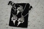 Sea shell with designs Necklace and Earring set Handmade Jewelry Women colorful