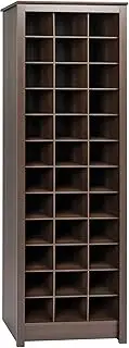 [Prepac] Elegant Brown Shoe Storage Cabinet, Space-Saving Solution with Cubbies for 36 Pairs, 13" D x 23.5" W x 72.5" H