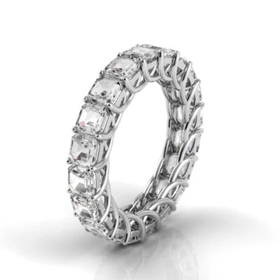 5.5ctw Asscher Diamond Trellis Set Eternity Band 14K White Gold (H-I/VS2)