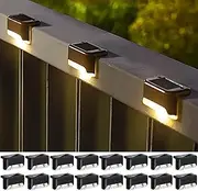 16 pcs Outdoor Led Solar Deck Lights,Waterproof Solar Step Lights Solar Powered Stair Lights for Outdoor Stairs,Yard,Deck,Fence,Patio and Pathway