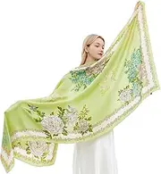 [Gragengs] Women Silk Scarves Long Satin Lightweight Outdoor Shawl Wraps Printed Head Scarf 70''X35''