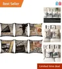 Set of 6 18x18 Movie Theme Throw Pillow Covers - Durable Cotton Linen
