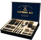 Black Silverware Set, 24-Piece Mirror Polished Flatware Set for 6, Food-Grade...