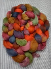 USA Hand Dyed Painted Med Wool Combed Top Roving Spinning Felting Bayeau Teche