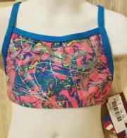 NWT Motionwear Pink Sparkle Girls Dance/Gymnastics Bra Top Size Int. Child 6X-7